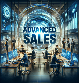 DALL·E 2023-12-20 15.17.20 – Create a professional image for a course titled ‘Advanced Sales’. The image should prominently feature the exact words ‘Advanced Sales’ at the top. Th