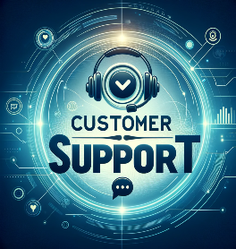DALL·E 2023-12-20 17.05.50 – Create a sleek and modern image featuring the text ‘Customer Support’ in a prominent, professional font. The background should be a gradient of cool b